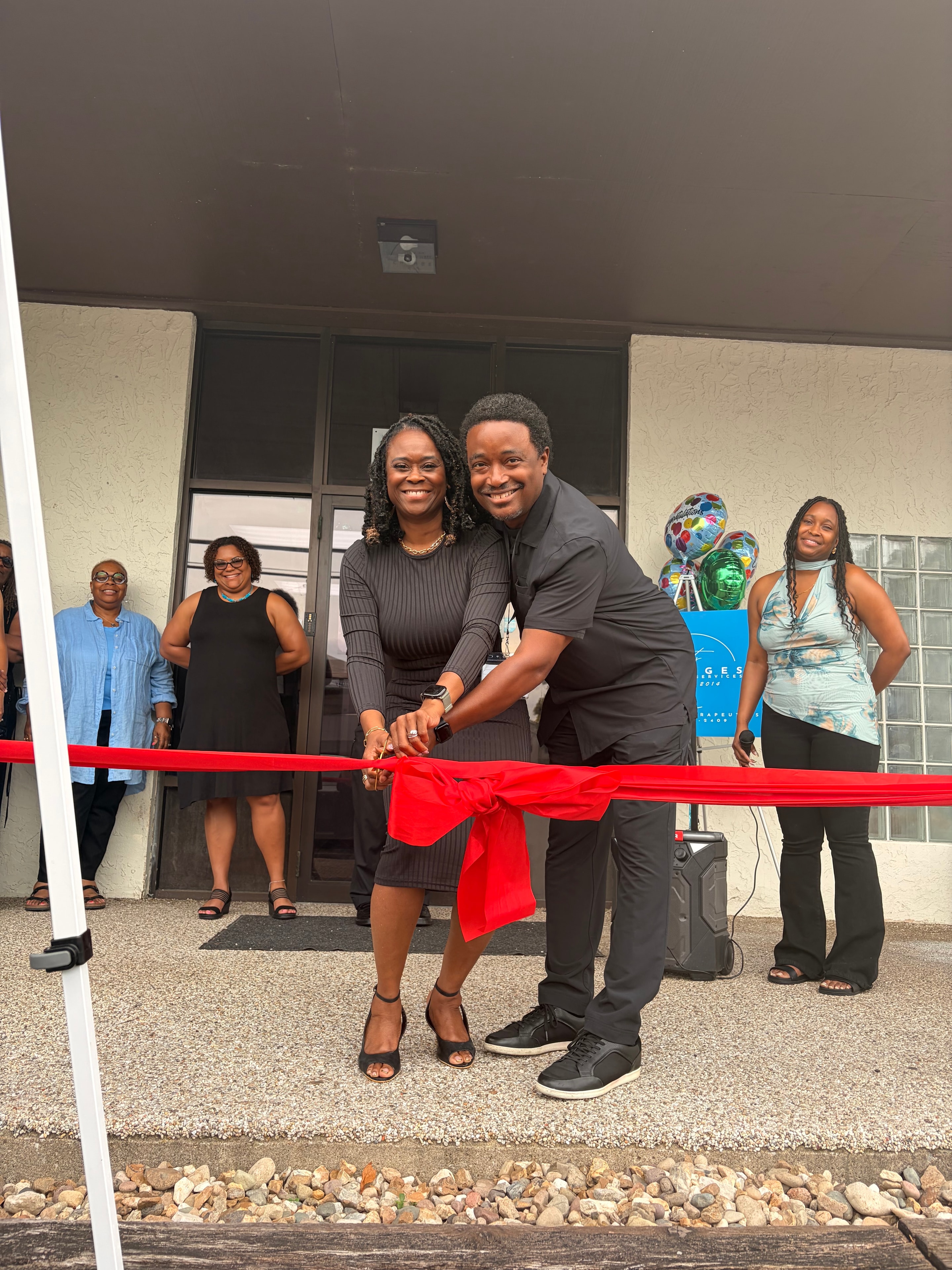 Ribbon-cutting ceremony at Changes Therapeutic Services new location with staff and supporters
